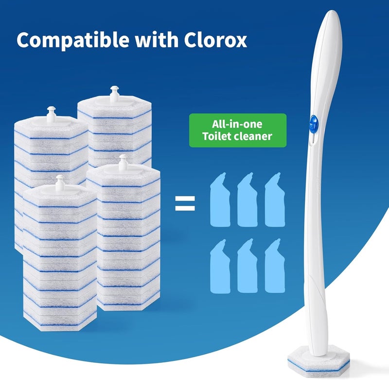 oshang Compatible with Clorox Toilet Wand – Disposable Toilet Brush Head Refills (32 Count), Wand Not Included - Image 4